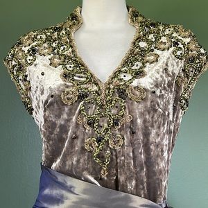 💎 STUNNING 1960s Vintage Victoria Royal Embellished Silk Evening Gown Size 8 💎